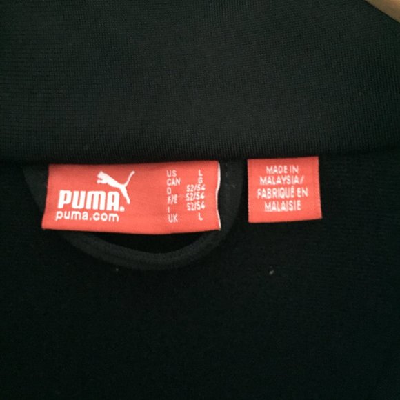 Puma Men's Black/ White/ Red Track Zipper Front Jacket Size Large - Picture 5 of 5